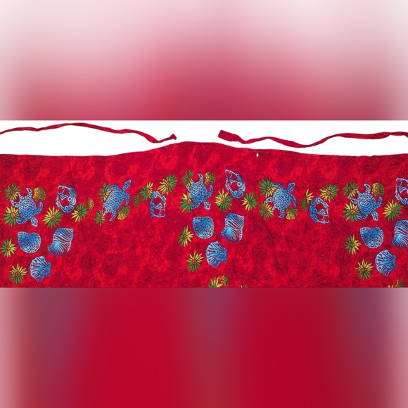 Shirin Women's Red/Blue Hawaiian Turtle Fish Tropical Muumuu Dress + Tote Set - Picture 5 of 16